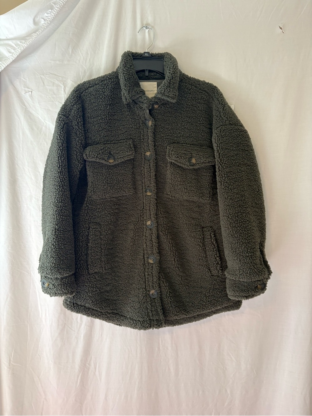 Thread & Supply Olive Green Sherpa Shacket